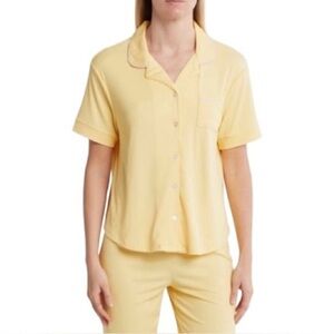 PJ Couture Rib Scallop Trim Yellow Pajama Set 2 Piece NWT M